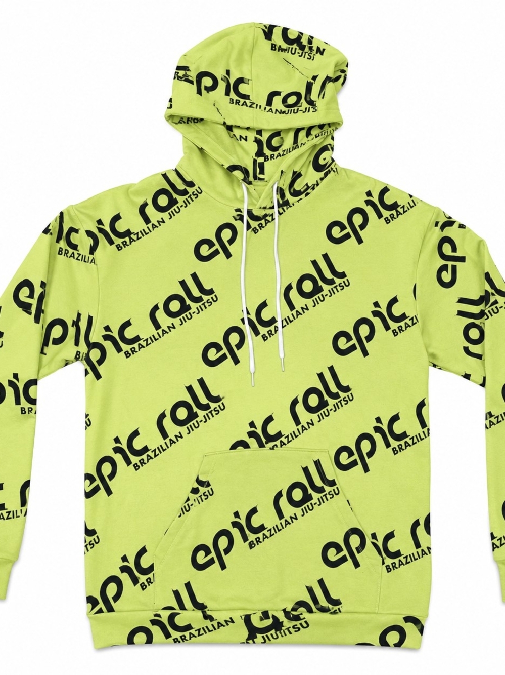Roll Brazilian Jiu-Jitsu Hoodie Adult Small Lime Green Logo BJJ Pullover